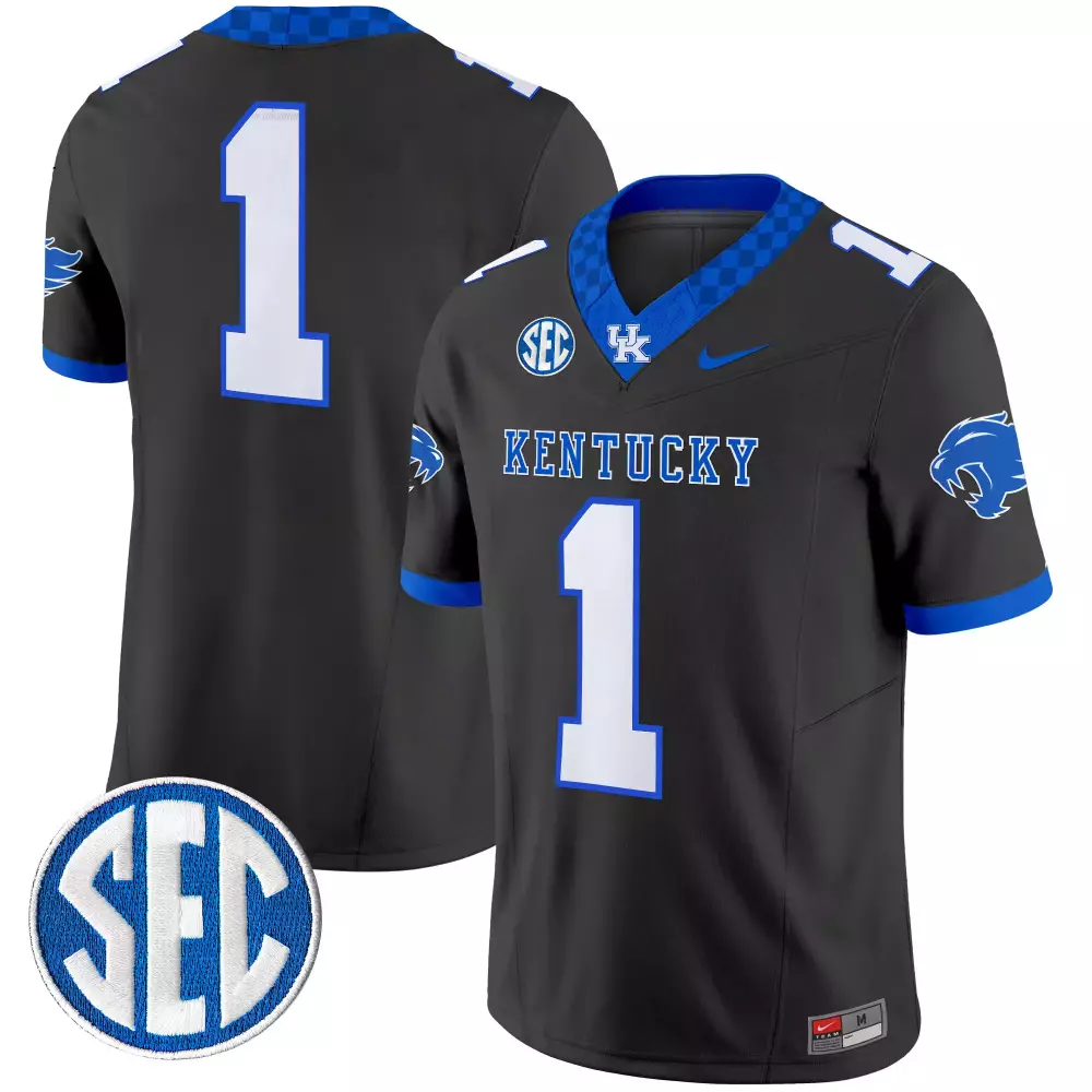Customizable Kentucky Wildcats  SEC 1 Vapor 2025 All Stitched Player Football Jersey – Black