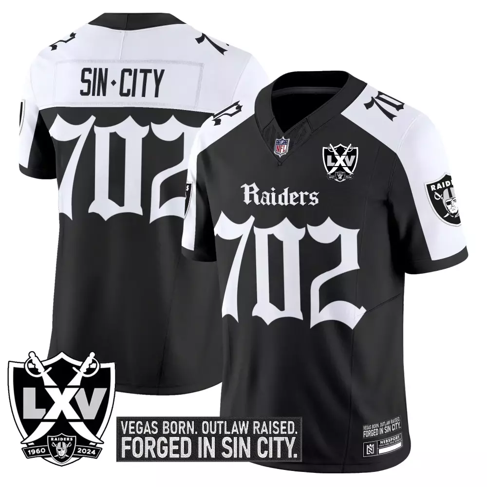 702 Sin City Stitched Vapor Jersey | Las Vegas Raiders Black Men's 2024 Edition | Fan Gear for Game Day | For Men, Women & Youth