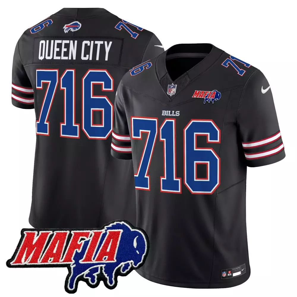 716 Queen City Men's Vapor Limited Jersey | Black Buffalo Bills 2025 Mafia Patch | Stylish Fan Gear | For Men, Women & Youth