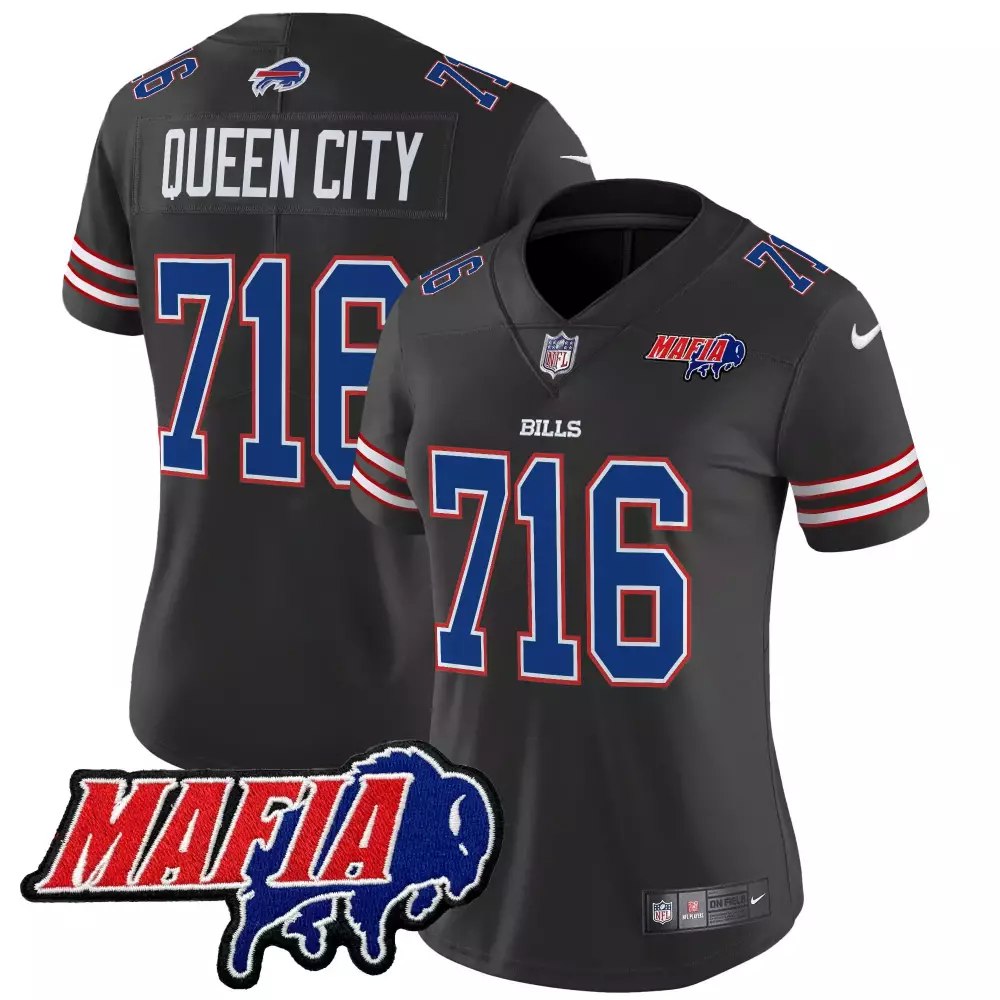 716 Women's Buffalo Bills Black Vapor Jersey | 2025 Stitched with Mafia Patch | Fan Gear for Men, Women & Youth