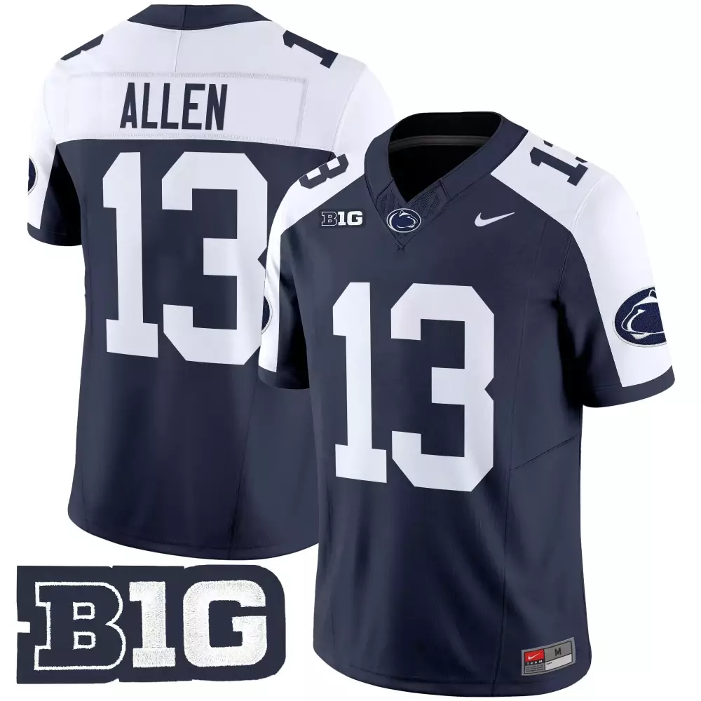 Allen 13 Men's Stitched Jersey | Penn State Nittany Lions Navy Name Patch 2025 B1G | Game Day Fan Gear | For Men, Women & Youth