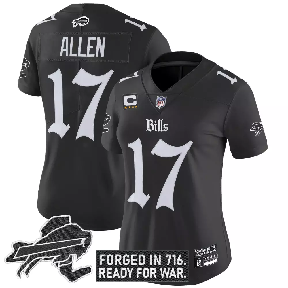 Allen 17 Women's Buffalo Bills Black Vapor Limited Jersey | Forged in 716 Patch 2023 | Stylish Fan Gear | For Men, Women & Youth