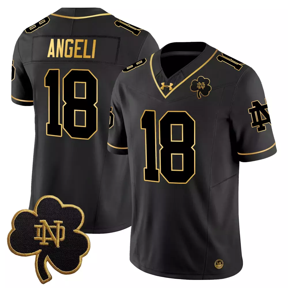 Angeli 18 Notre Dame Fighting Irish 2025 Black Vapor Limited Jersey | Embroidered Patch | Fan Gear for Game Day | For Men, Women & Youth