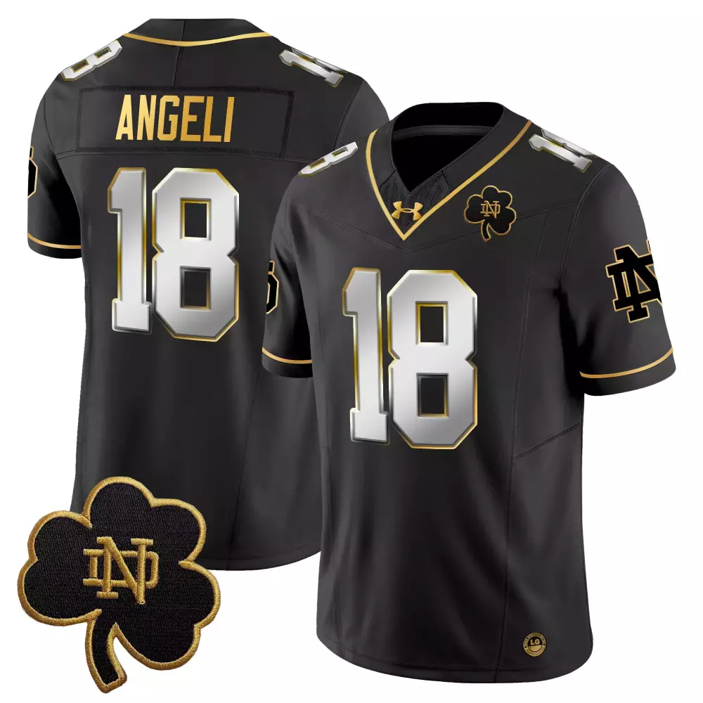 Angeli 18 Notre Dame Fighting Irish 2025 Black Limited Edition Jersey | Embroidered Patch | Fan Gear for Men, Women & Youth