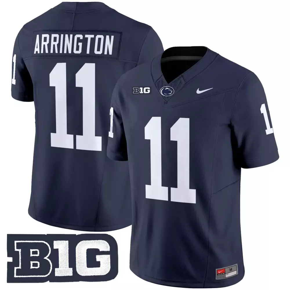 Arrington 11 Men's Vapor Stitched Jersey | Penn State Nittany Lions White B1G Patch 2025 | Replica Fan Gear | For Men, Women & Youth