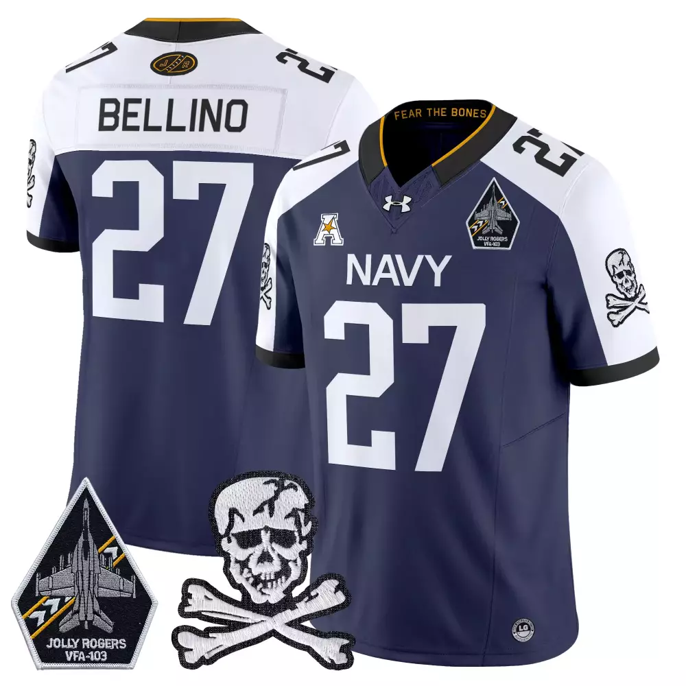 Bellino 27 Men's Navy Vapor Jersey | All Stitched Jolly Rogers Patch 2025 | Limited Edition Fan Gear | For Men, Women & Youth