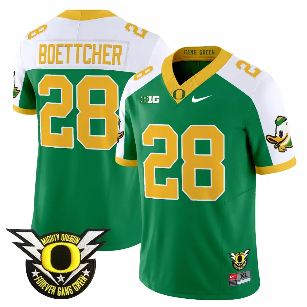 Boettcher 28 Oregon Ducks 2025 White Vapor Jersey | All Stitched Embroidered Patch | Fan Gear for Men, Women & Youth
