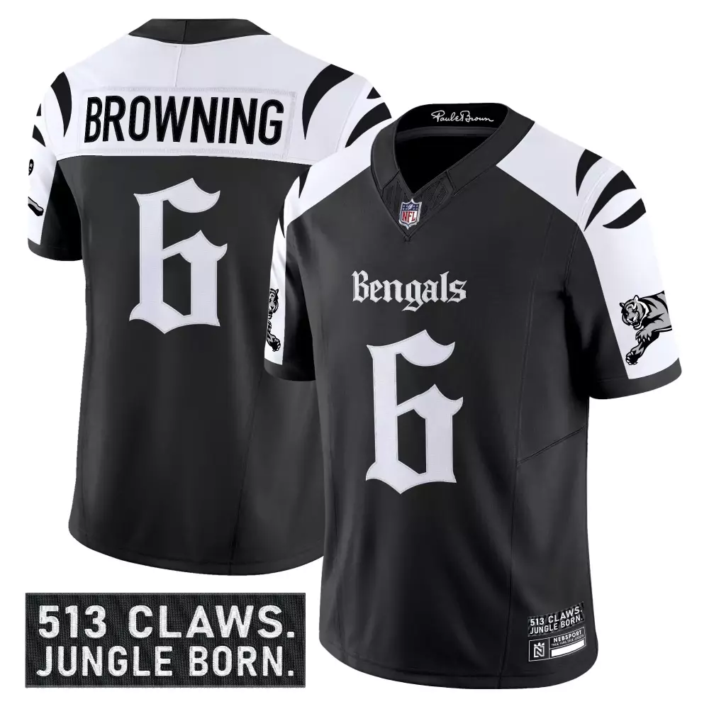 Browning 6 Men's Vapor Jersey | Cincinnati Bengals Black 513 Claws Jungle Born 2023 Fan Gear | For Men, Women & Youth
