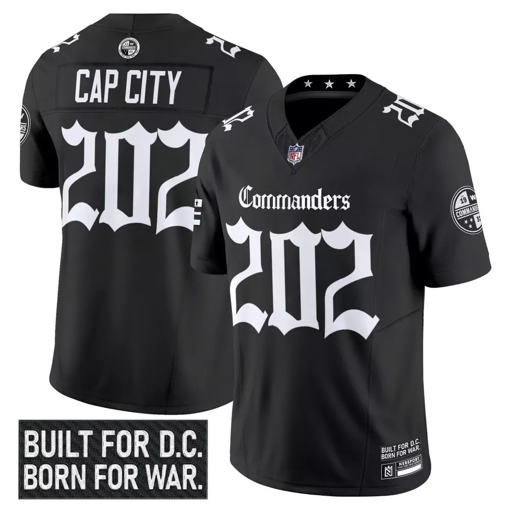 Washington Commanders 2023 Vapor Jersey | Cap City 202 Black Built for D.C. | Game Day Outfit for Men, Women & Youth