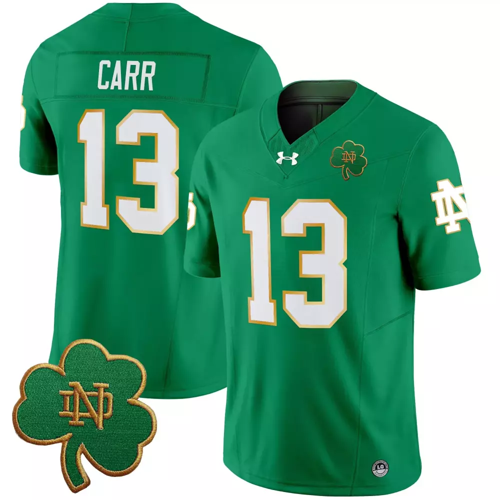 Carr 13 Notre Dame Fighting Irish 2025 Green Vapor Limited Jersey | Embroidered Patch Edition | For Men, Women & Youth