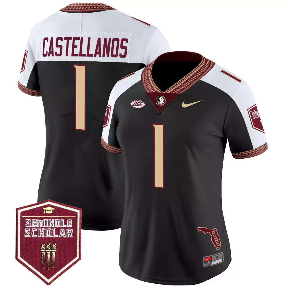 Castellanos 1 Women's Black Vapor Jersey | Florida State 2025 | Seminole Scholar Patch | For Men, Women & Youth