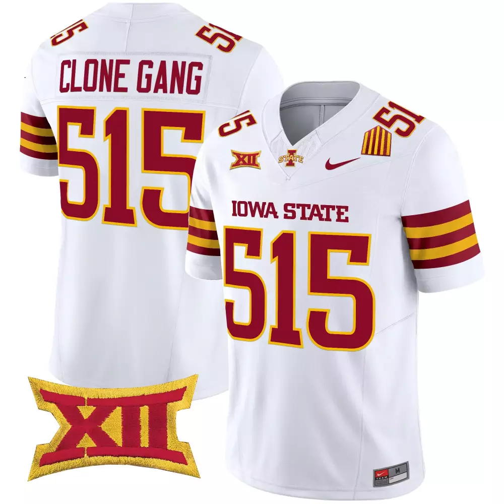 Clone Gang 515 Iowa State Cyclones White Vapor Limited Jersey | XII Patch 2025 | Limited Edition Fan Gear | For Men, Women & Youth