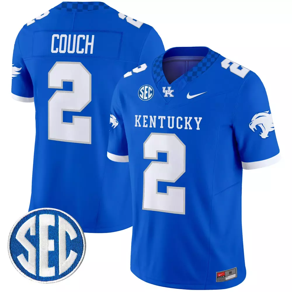 Personalized Kentucky  SEC Couch 2 Vapor All Stitched Patch Wildcats 2025 Football Jersey – Blue