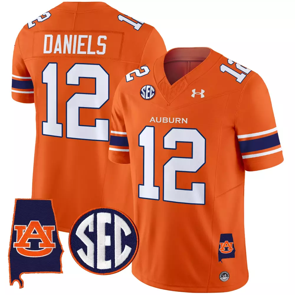 Daniels 12 Auburn Tigers 2025 Orange Stitched Vapor Jersey | SEC Patch | Limited Edition for Men, Women & Youth