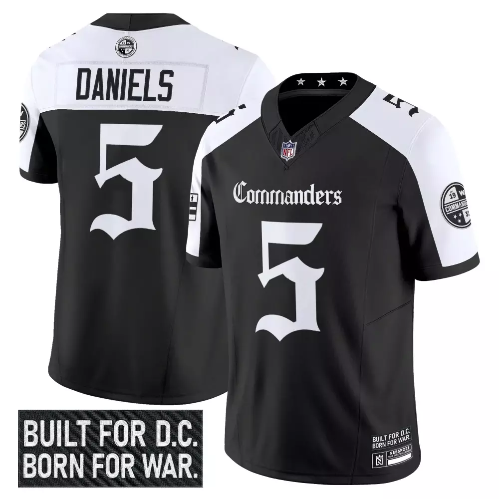Daniels 5 Men's Vapor Jersey | Washington Commanders Black 2023 Edition with Embroidered Patch | Game Day Outfit | For Men, Women & Youth