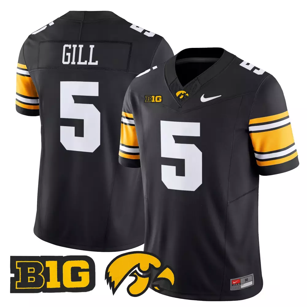 Gill 5 Men's Vapor Limited Jersey | All Stitched | Iowa Hawkeyes Black 2025 | Fan Gear for Men, Women & Youth