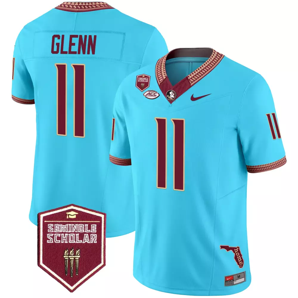Glenn 11 Men's Vapor Jersey | Aqua Florida State Seminoles 2025 Seminole Scholar Patch | For Men
