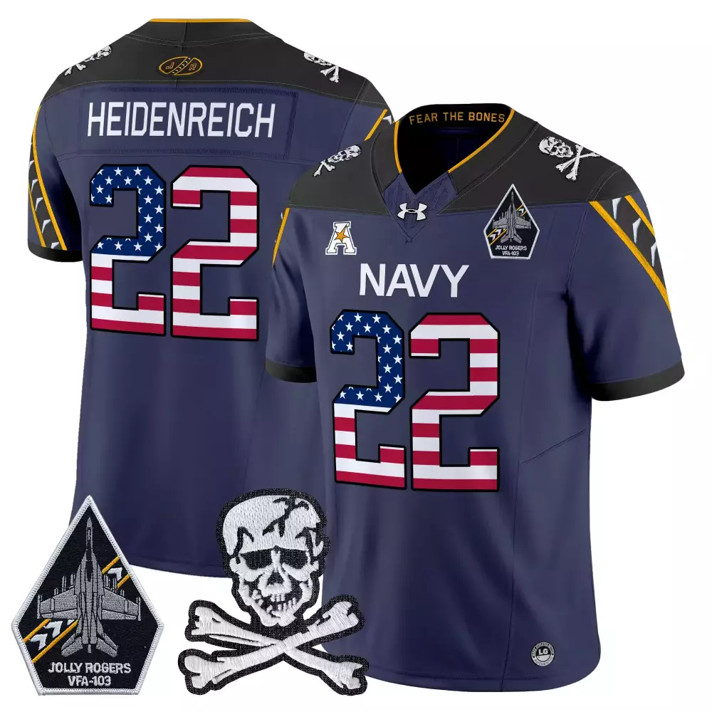 Heidenreich 22 Men's Navy Vapor Stitched Jersey | Jolly Rogers Patch 2025 | For Men, Women & Youth