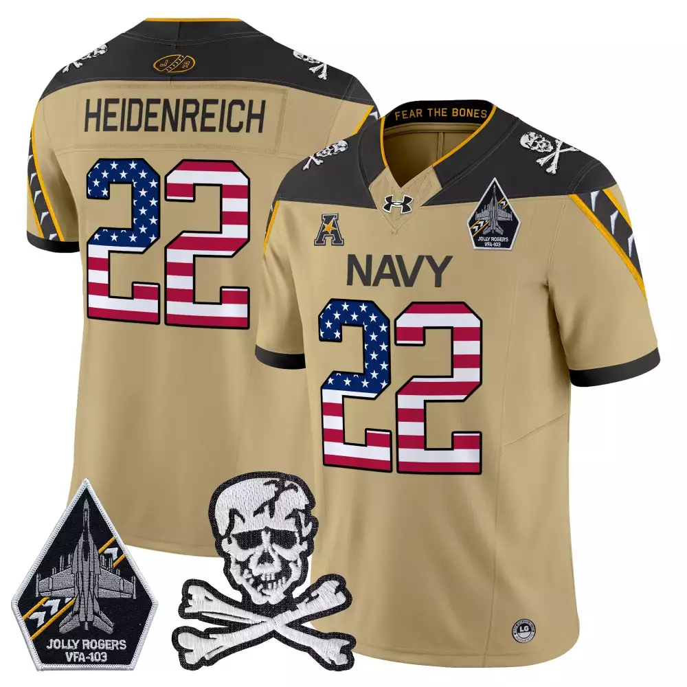 Heidenreich 22 Men's Vapor Jersey | Navy Gold Jolly Rogers 2023 Limited Edition | For Men, Women & Youth