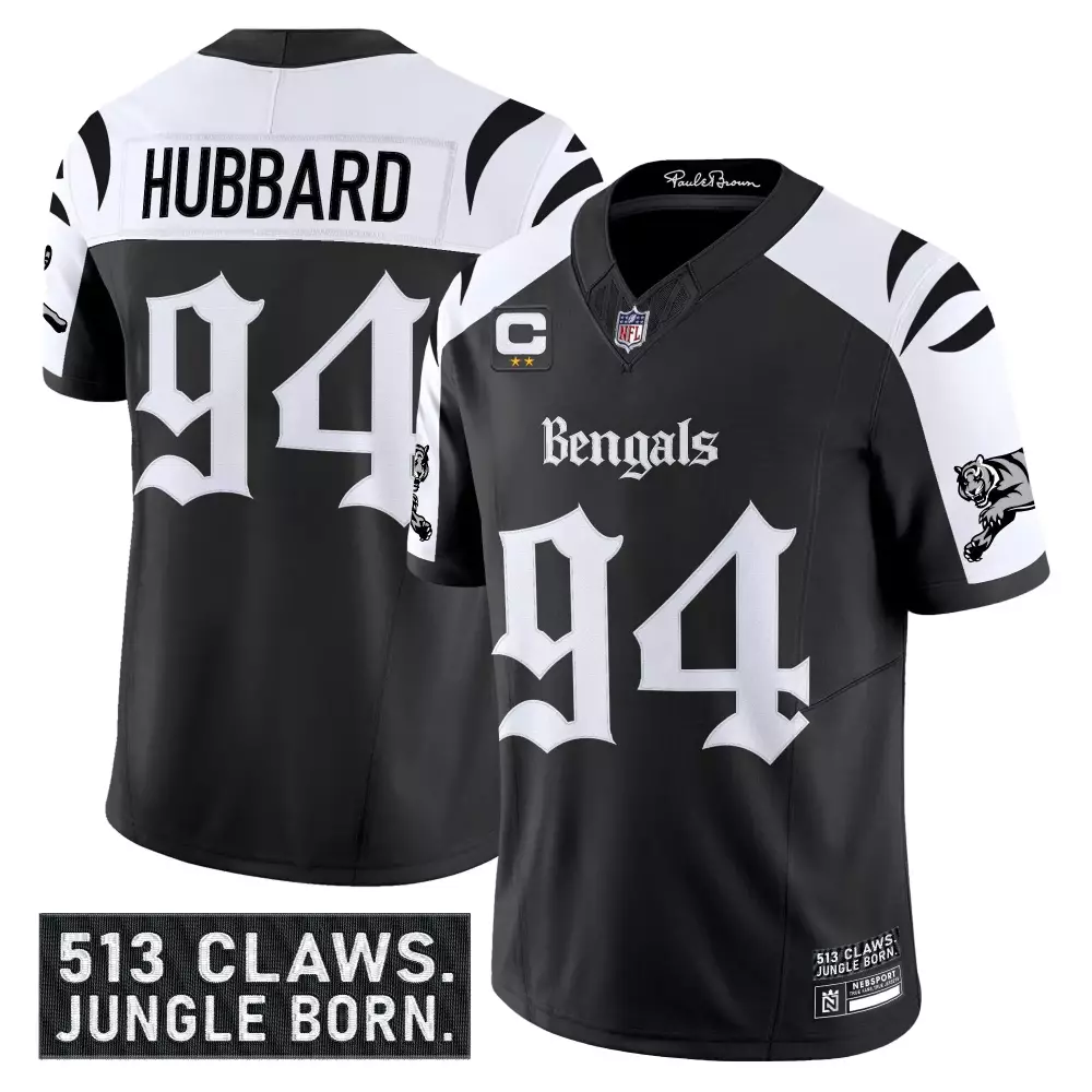 Hubbard 94 Cincinnati Bengals 2023 Men's Vapor Jersey | Black Stitched | 513 Claws Patch | For Men, Women & Youth