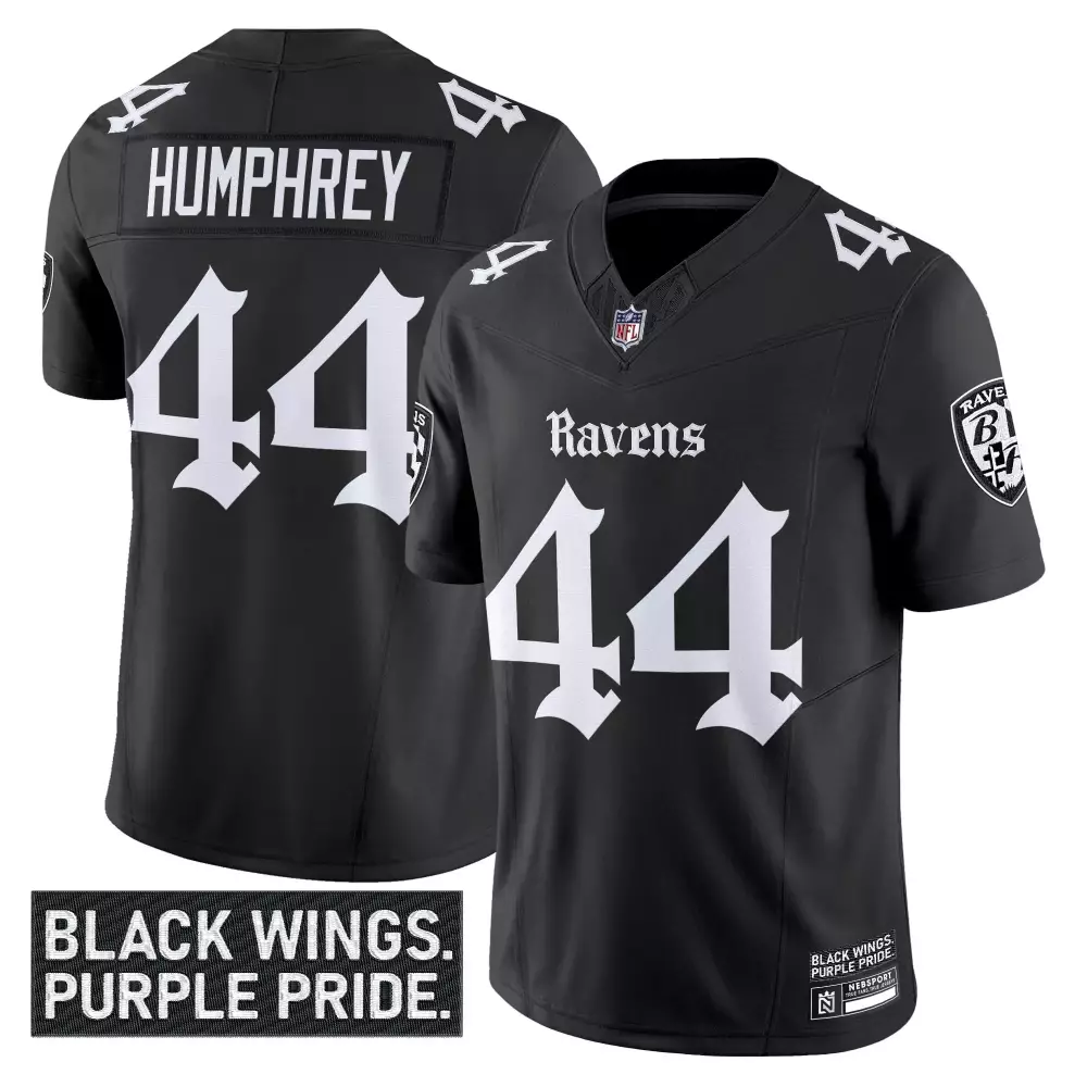 Marlon Humphrey 44 Men's Vapor Jersey | Baltimore Ravens Black Gothic Edition 2022 Stitched | For Men, Women & Youth