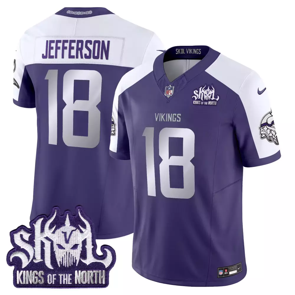 Justin Jefferson 18 Men's Stitched Vapor Jersey | Purple Skol Patch 2025 | Fan Gear for Men, Women & Youth