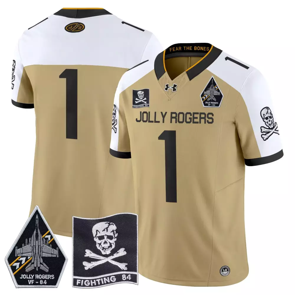 Jolly Rogers 1 Men's Stitched Vapor Jersey 2024 | Tan VF 84 Patch | Fan Gear for Men, Women & Youth