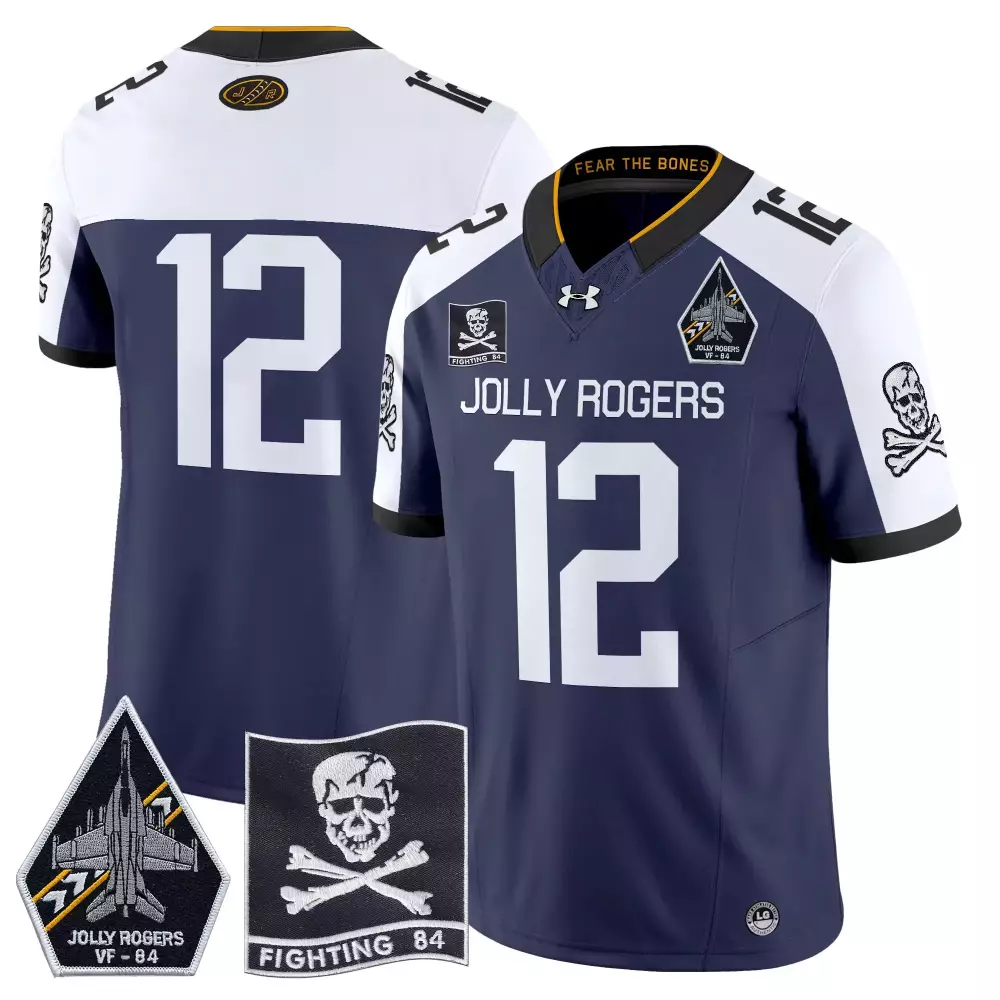 Jolly Rogers 12 Men's Stitched Vapor Jersey 2024 | Gold VF 84 Name Patch | Fan Gear for Men, Women & Youth