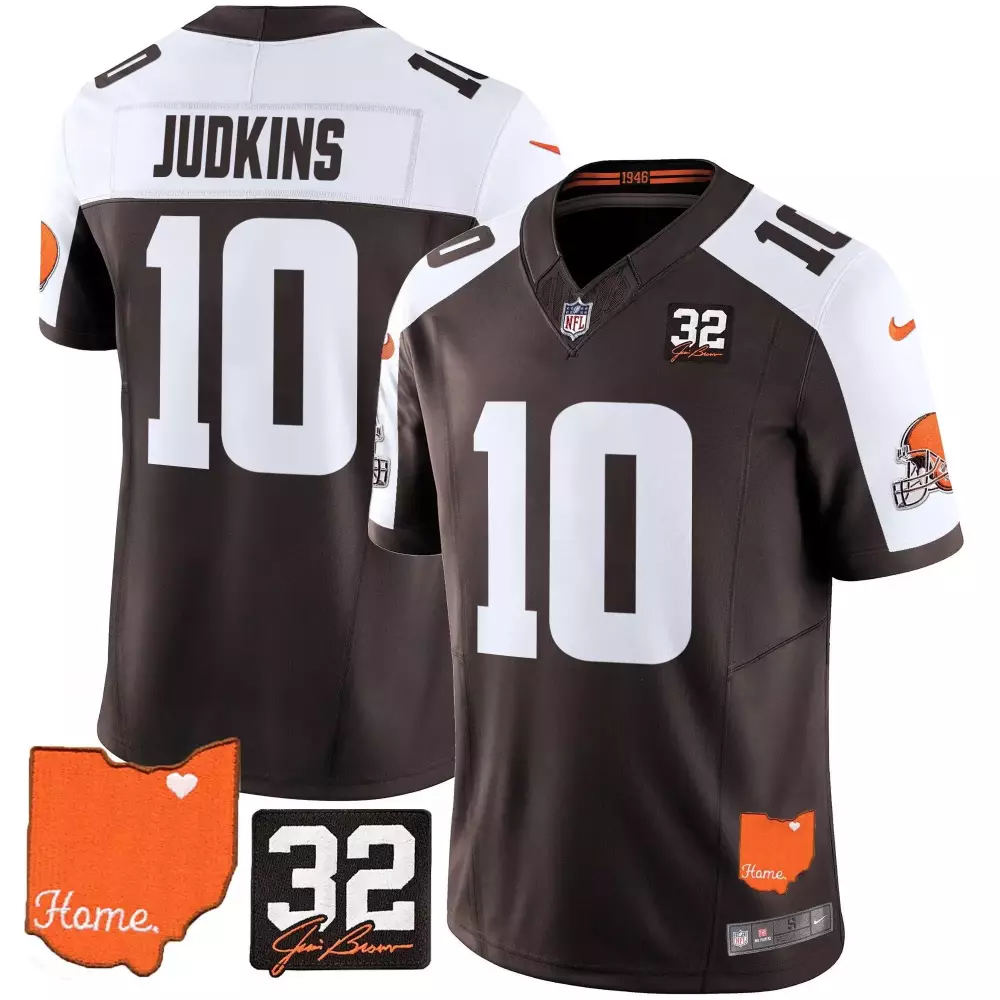 Judkins 10 Men's Vapor Jersey | Brown Cleveland Browns 2025 Home Stitched Patch | Fan Gear for Game Day | For Men, Women & Youth