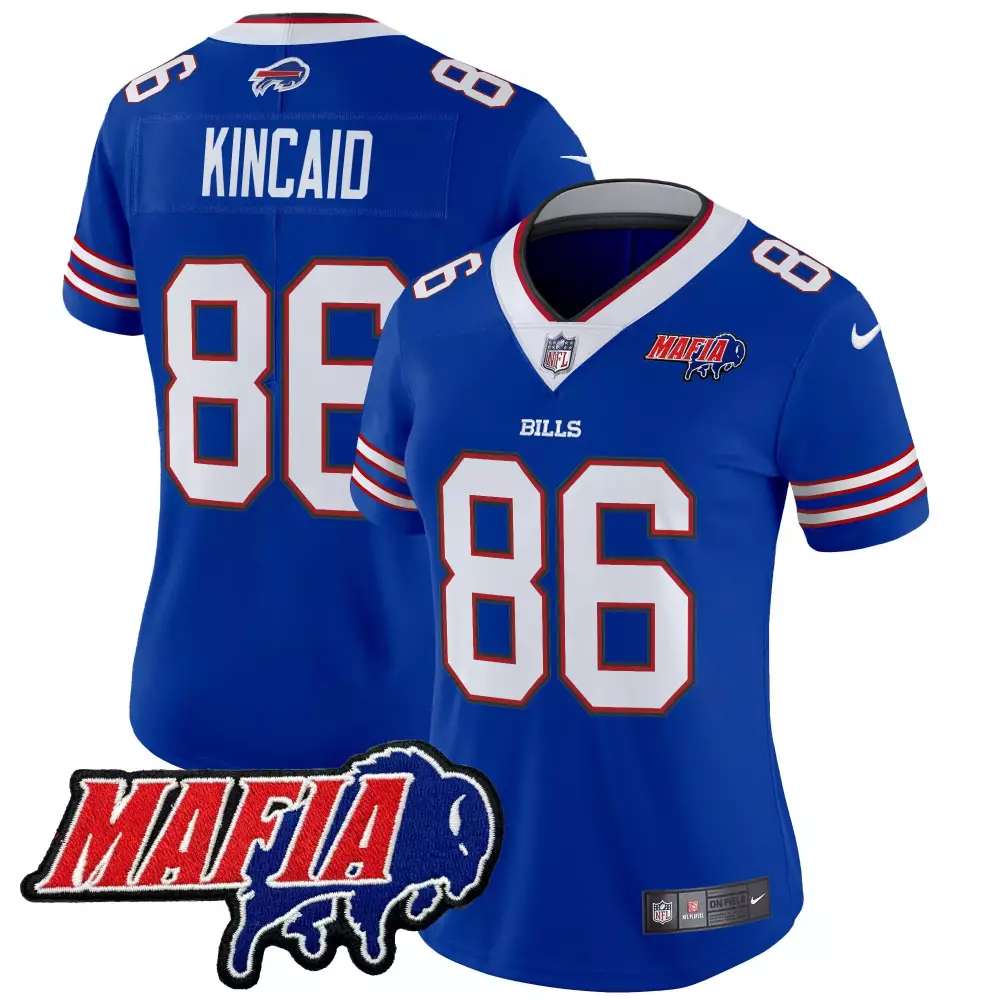 Kincaid 86 Women’s Red Buffalo Bills Vapor Jersey 2025 | Stitched Mafia Patch Design | For Women & You
