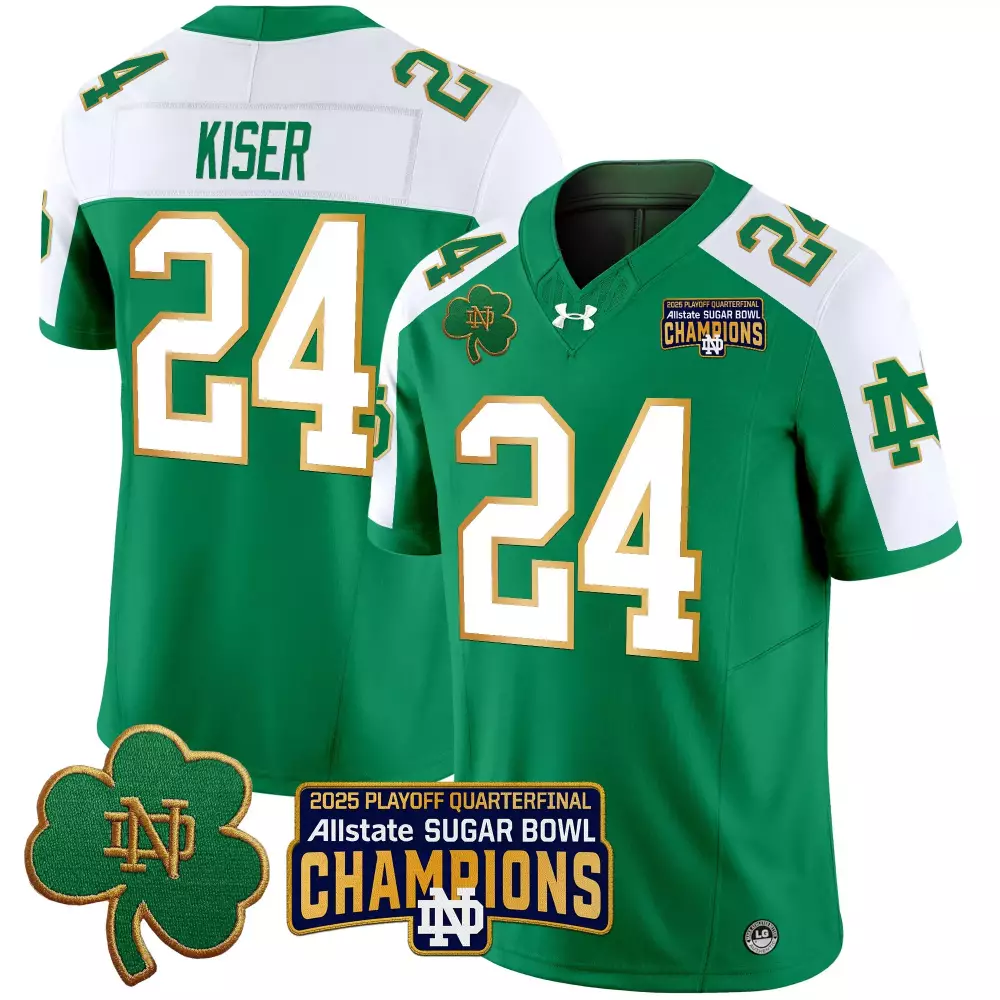 Kiser 24 Notre Dame Fighting Irish Men's Vapor Jersey | Green 2025 Sugar Bowl Champions | Perfect for Game Day | For Men, Women & Youth