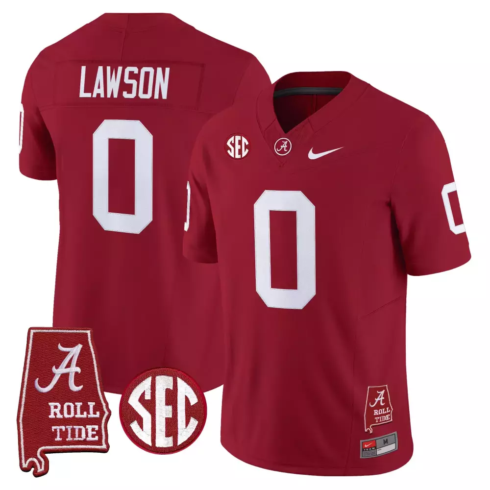 Lawson 0 Alabama Crimson Tide 2023 Stitched Jersey | Red with SEC Patch | Fan Gear for Men, Women & Youth