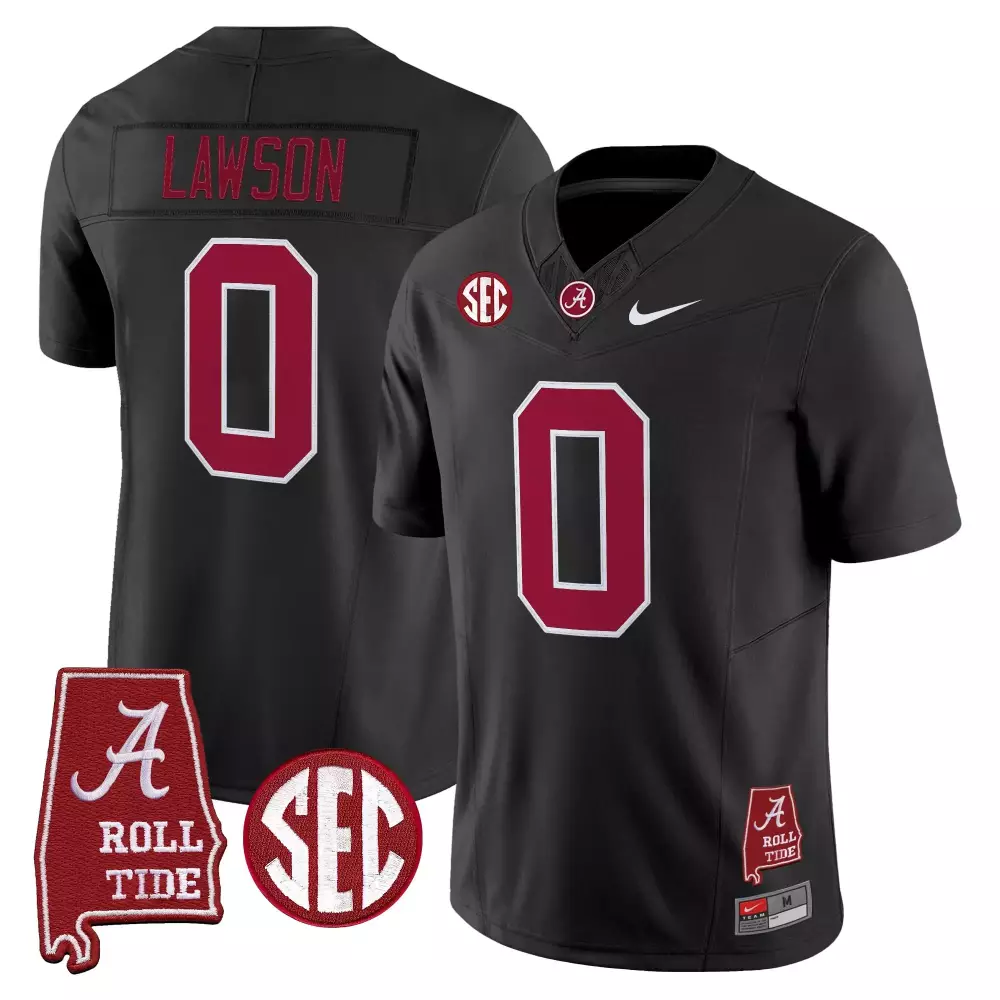 Lawson 0 Alabama Crimson Tide 2025 Stitched Vapor Jersey | Black SEC Patch | Fan Gear for Men, Women & Youth