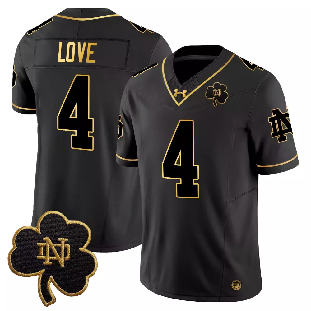 Love 4 Notre Dame Fighting Irish 2025 Black Vapor Limited Jersey | Embroidered Patch | Fan Gear for Men, Women & Youth