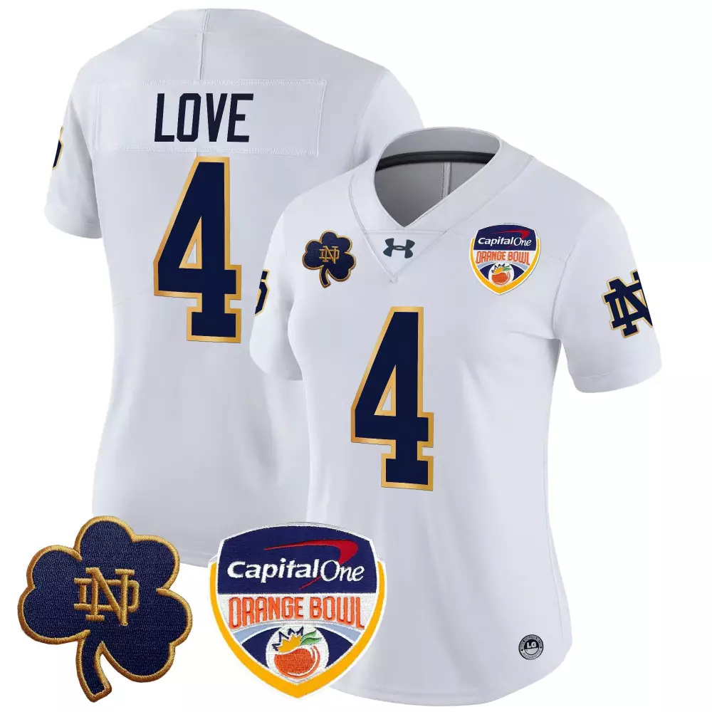 Notre Dame Fighting Irish Women's White Vapor Jersey | 2025 Embroidered Patch | Replica Fan Gear | For Men, Women & Youth