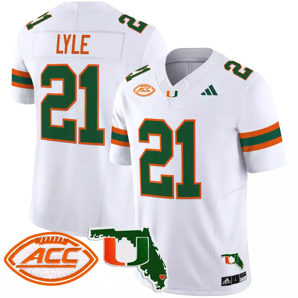 Lyle 21 Men's Stitched Vapor Jersey | Miami Hurricanes White ACC Patch 2025 Fan Gear | For Men, Women & Youth