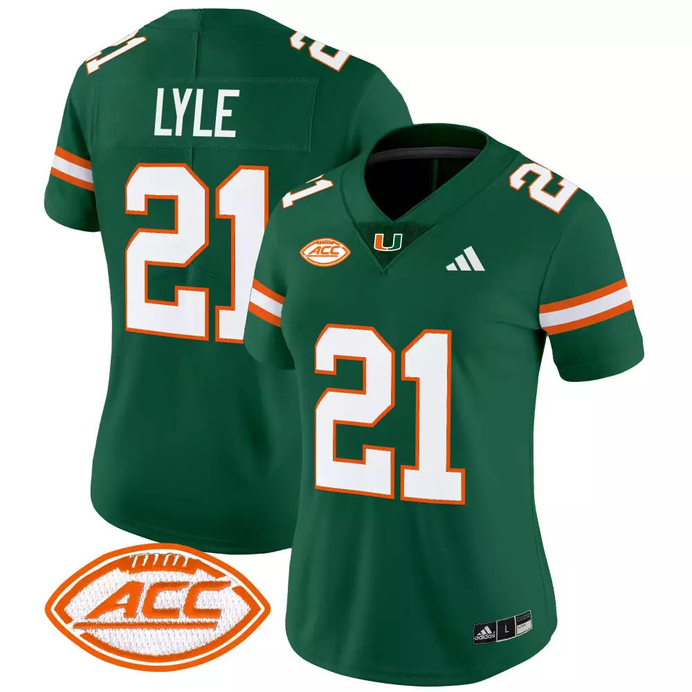 Lyle 21 Women's Miami Hurricanes Green Vapor Jersey | ACC Patch 2025 Fan Gear | For Men, Women & Youth