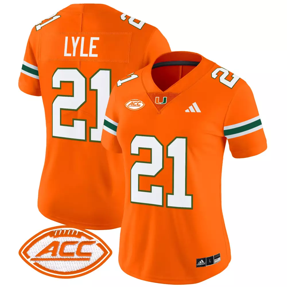 Lyle 21 Women's Miami Hurricanes Orange Vapor Jersey | All Stitched ACC Patch 2025 | Limited Edition Fan Gear | For Men, Women & Youth