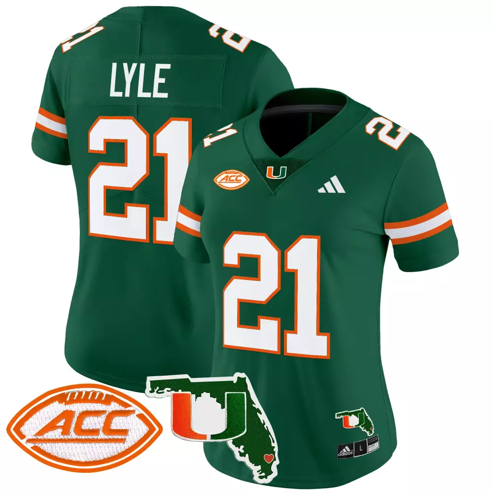 Lyle 21 Women's Stitched Vapor Jersey | Miami Hurricanes Green 2025 | ACC Patch | Fan Gear for Game Day | For Men, Women & Youth