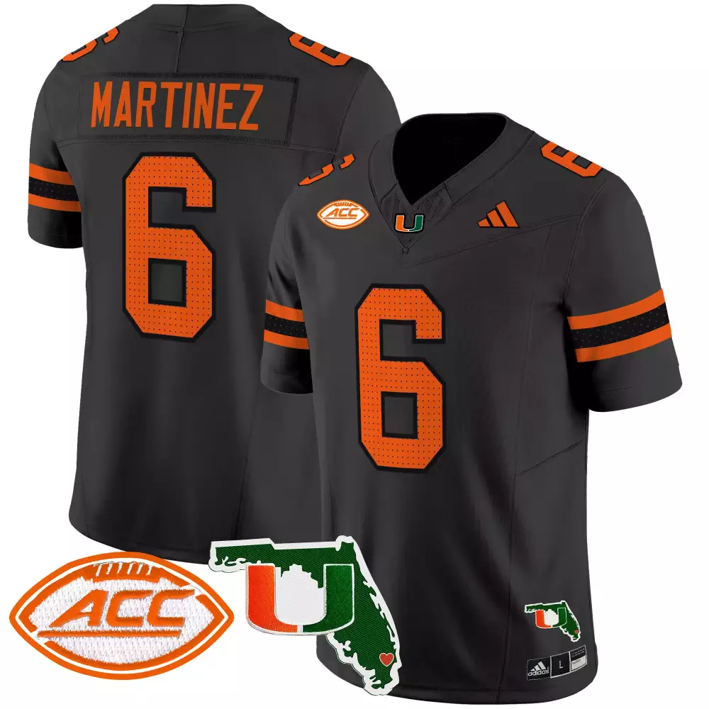 Martinez 6 Men's Vapor Jersey | Miami Hurricanes Green with ACC Patch 2025 | Stylish Fan Gear for Game Day | For Men, Women & Youth