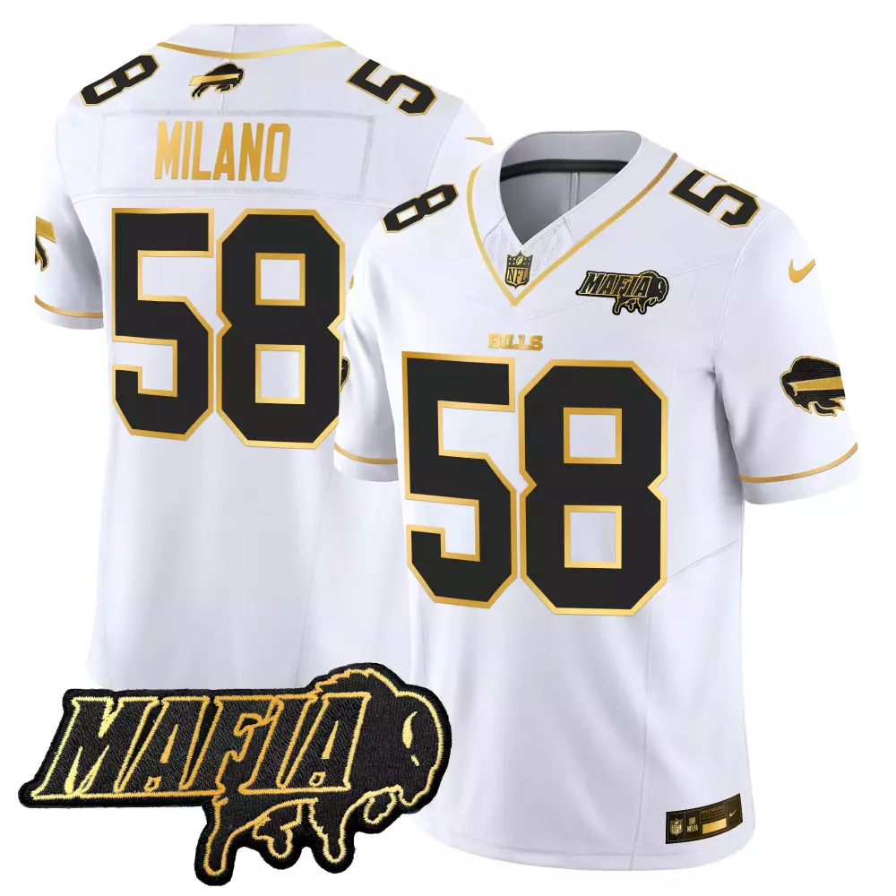 Milano 58 Men’s Buffalo Bills 2025 White Vapor Jersey | Stitched Design with Mafia Patch | Fan Gear | For Men, Women & You