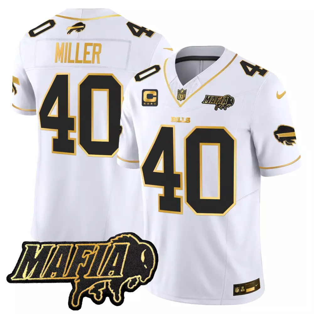 Miller 40 Buffalo Bills 2025 White Stitched Vapor Jersey | Limited Edition with Mafia Patch | Ideal Gift for Fans | For Men, Women & Youth