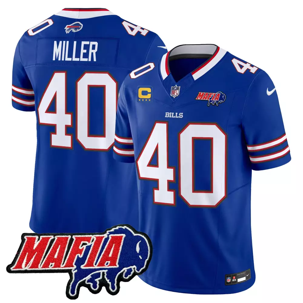Miller 40 Buffalo Bills 2025 Blue Vapor Jersey | Limited Edition Mafia Patch | Perfect Gift for Fans | For Men, Women & Youth