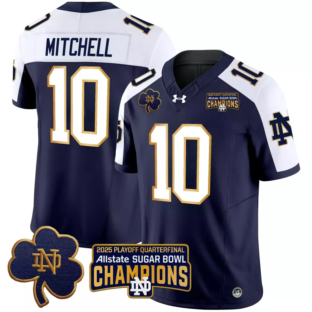 Mitchell 10 Notre Dame Fighting Irish 2025 Navy Vapor Jersey | Sugar Bowl Champions Style | Fan Gear for Men, Women & Youth