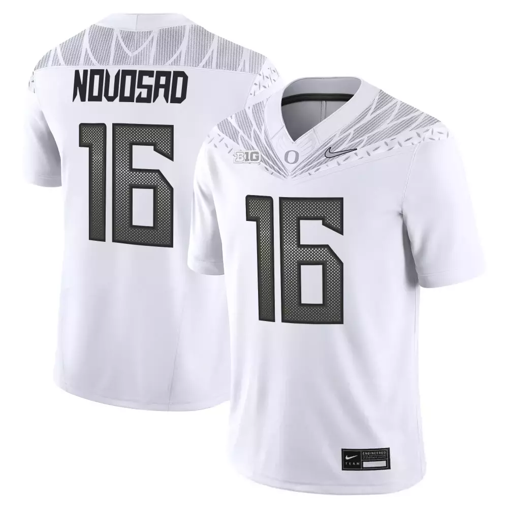 Novosad 16 Oregon Ducks 2025 White Vapor Jersey | All Stitched with Embroidered Patch | Limited Edition Fan Gear for Men, Women & Youth