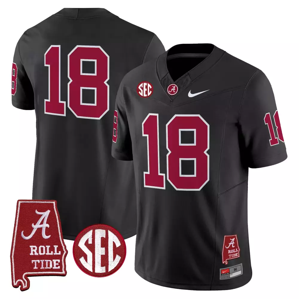 Player 18 Alabama Crimson Tide Men's Black Vapor Limited Jersey | 2023 SEC Patch Edition | Game Day Outfit | For Men, Women & Youth