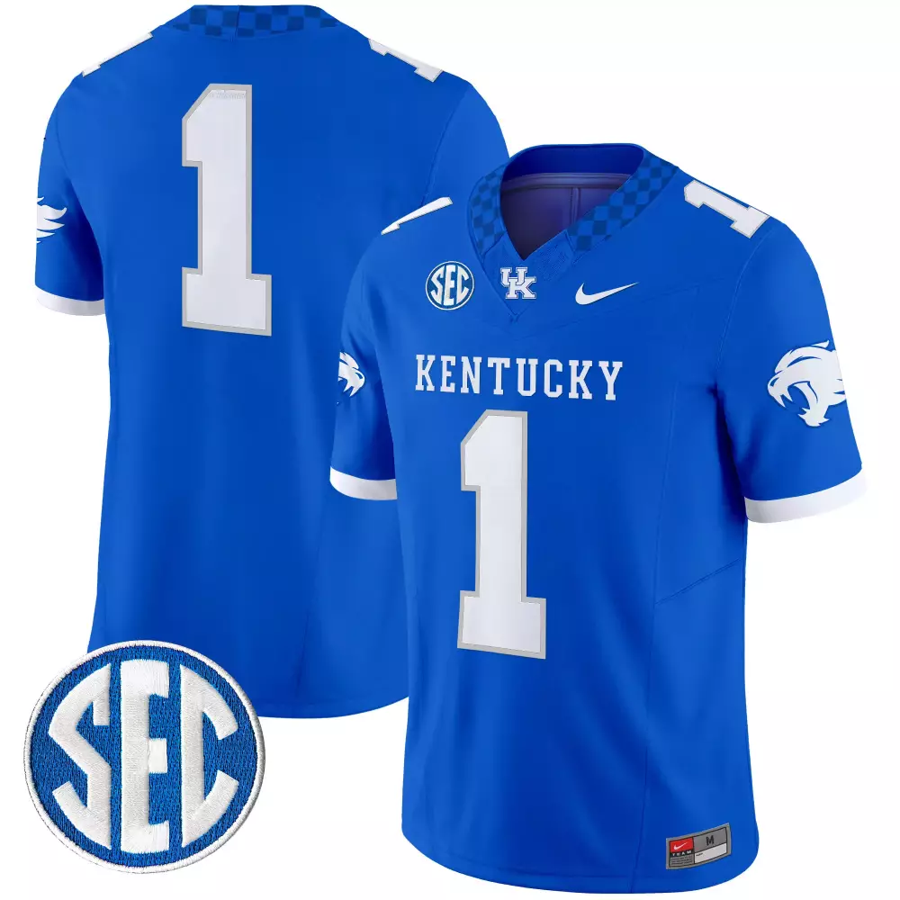 Custom Kentucky  SEC Player 1men Vapor All Stitched Patch Wildcats 2025 Football Jersey – Royal Blue
