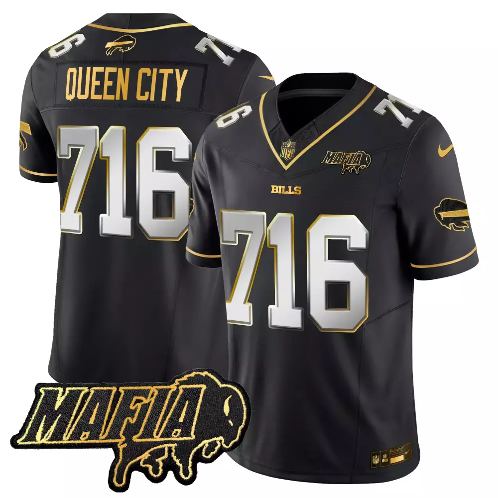 Queen City 716 Stitched Men's Vapor Jersey | Buffalo Bills 2025 Mafia Patch White | Great Gift Idea | For Men, Women & Youth