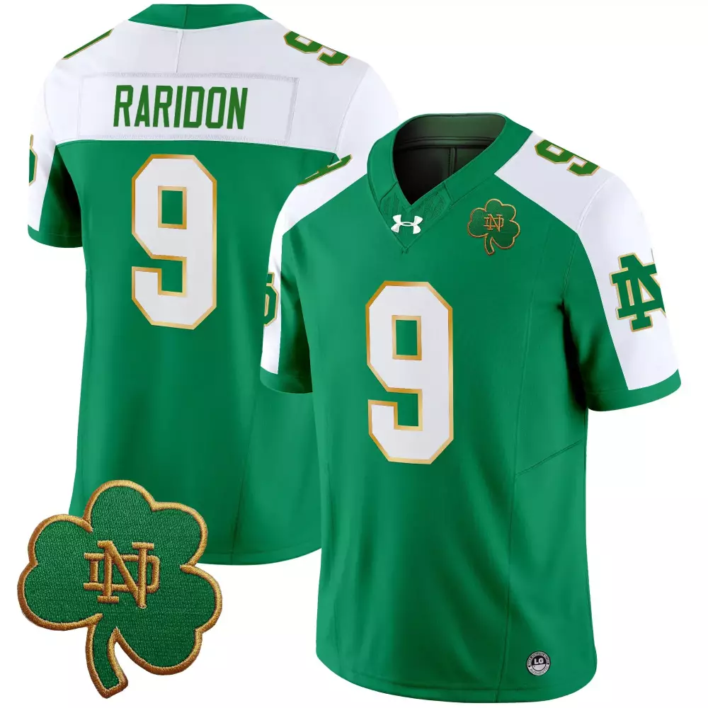 Raridon 9 Men's Green Notre Dame Fighting Irish Vapor Jersey | Stitched Embroidered Patch 2025 | Limited Edition Fan Gear | For Men, Women & Youth