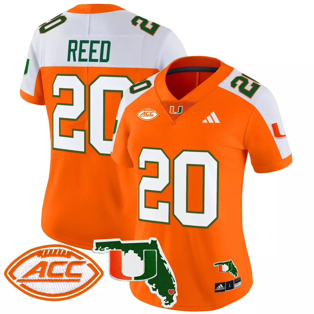 Reed 20 Miami Hurricanes Orange Vapor Jersey | Florida Patch 2025 | Stitched Fan Gear | For Men, Women & Youth